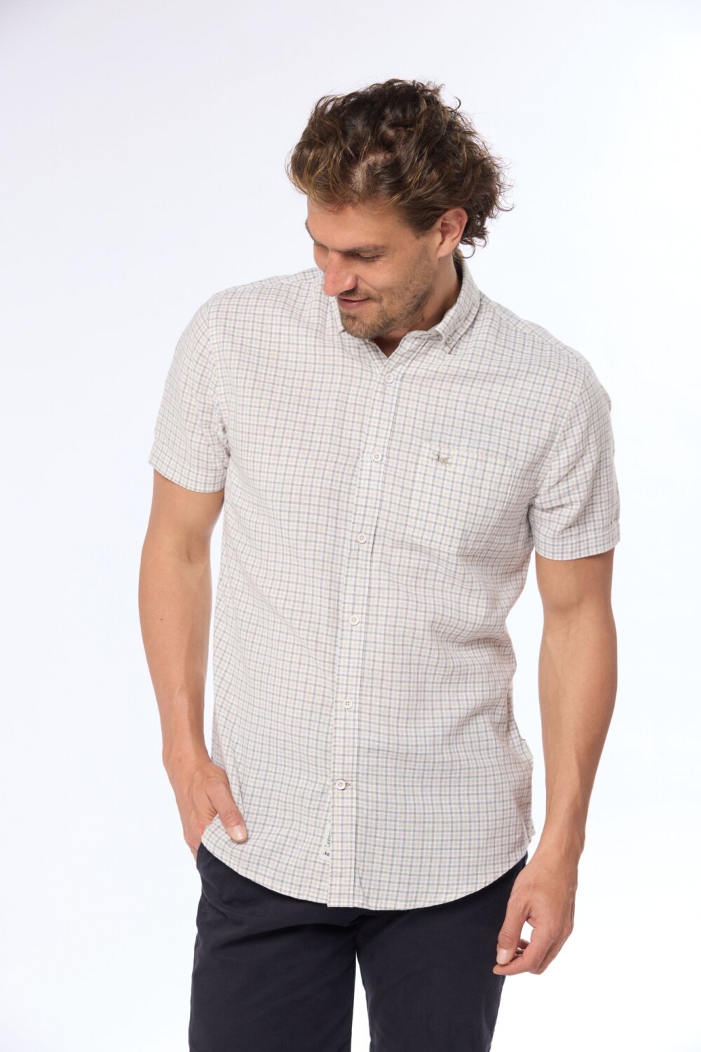 CAMISA DE LINO A CUADROS Verde