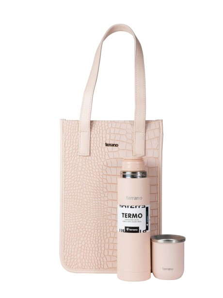 Kit Completo - Termo Bala 750ML+ Mate Sicilia + Matera Bolsito Croco Rosado