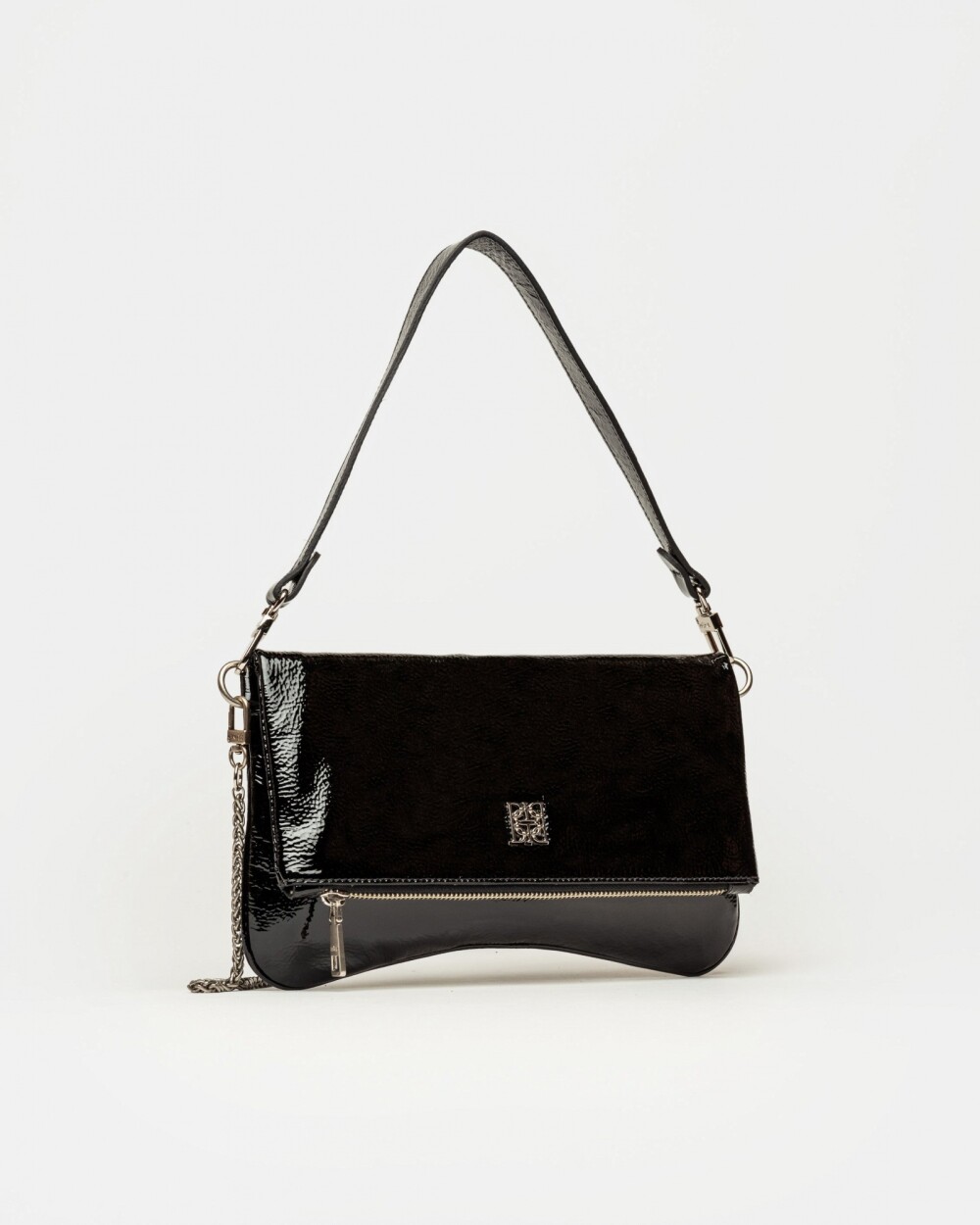 Bandolera Curve Gloss Crinckle Negro