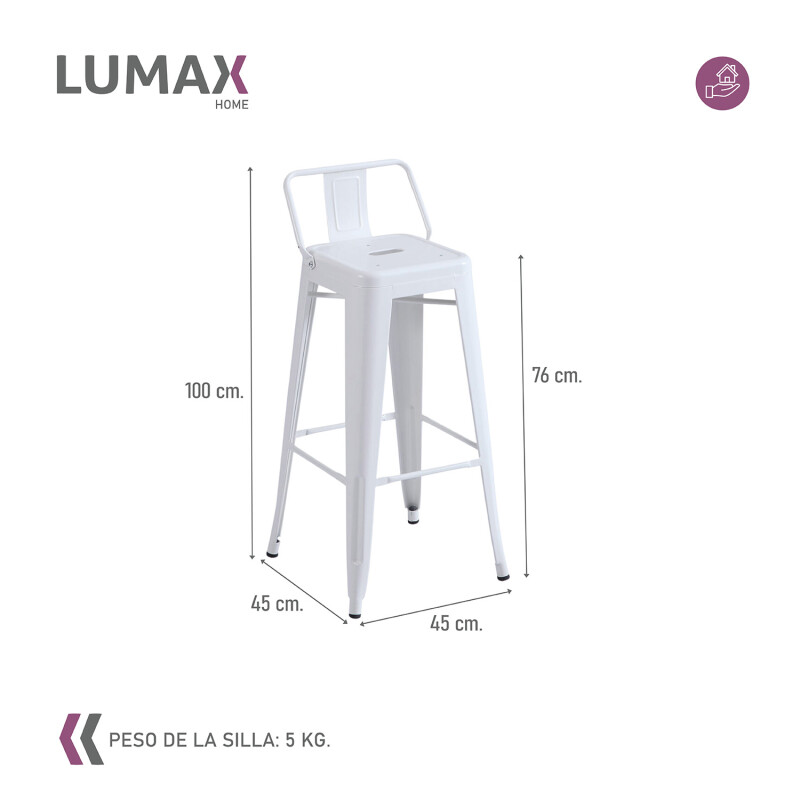 Taburete Tolix en metal con respaldo Blanco