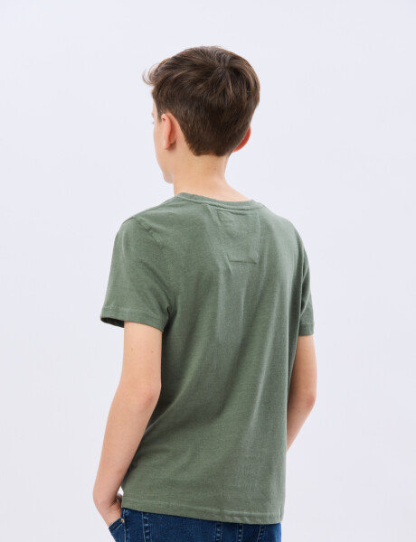 REMERA BÁSICA DE ALGODÓN Verde Melange