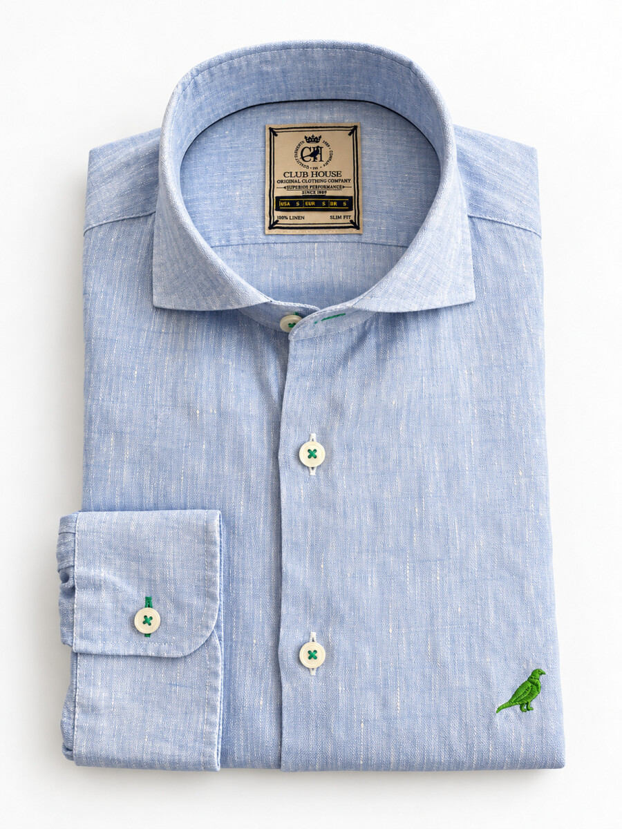 Camisa Lino Nogal - Sky Blue 