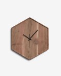 Reloj de pared hexagonal Zakie de madera maciza de acacia acabado natural 35,5 x 40,5 cm
