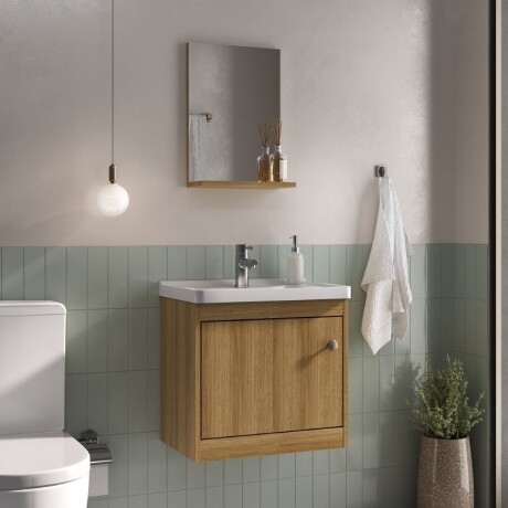 MUEBLE DE BAÑO SUSPENDIDO 50 CM CON MESADA Y ESPEJO - MIEL MUEBLE DE BAÑO SUSPENDIDO 50 CM CON MESADA Y ESPEJO - MIEL