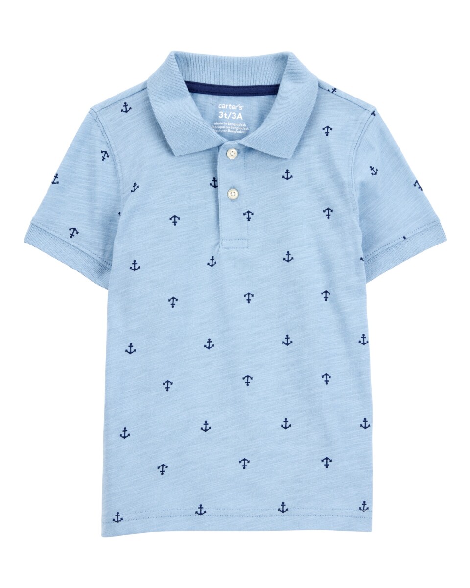 Remera polo de algodón, manga corta, diseño anclas 