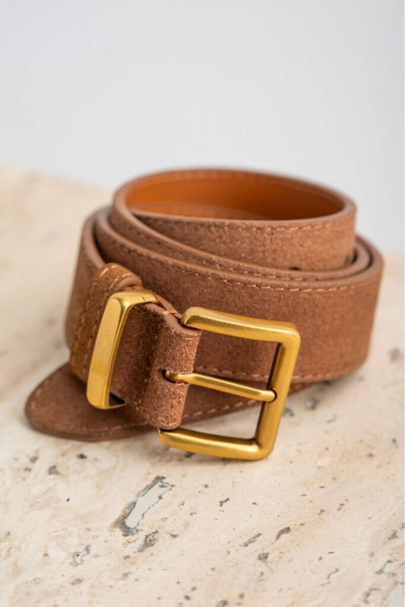 Cinto Cuero Hebilla Cuadrada - Marron 