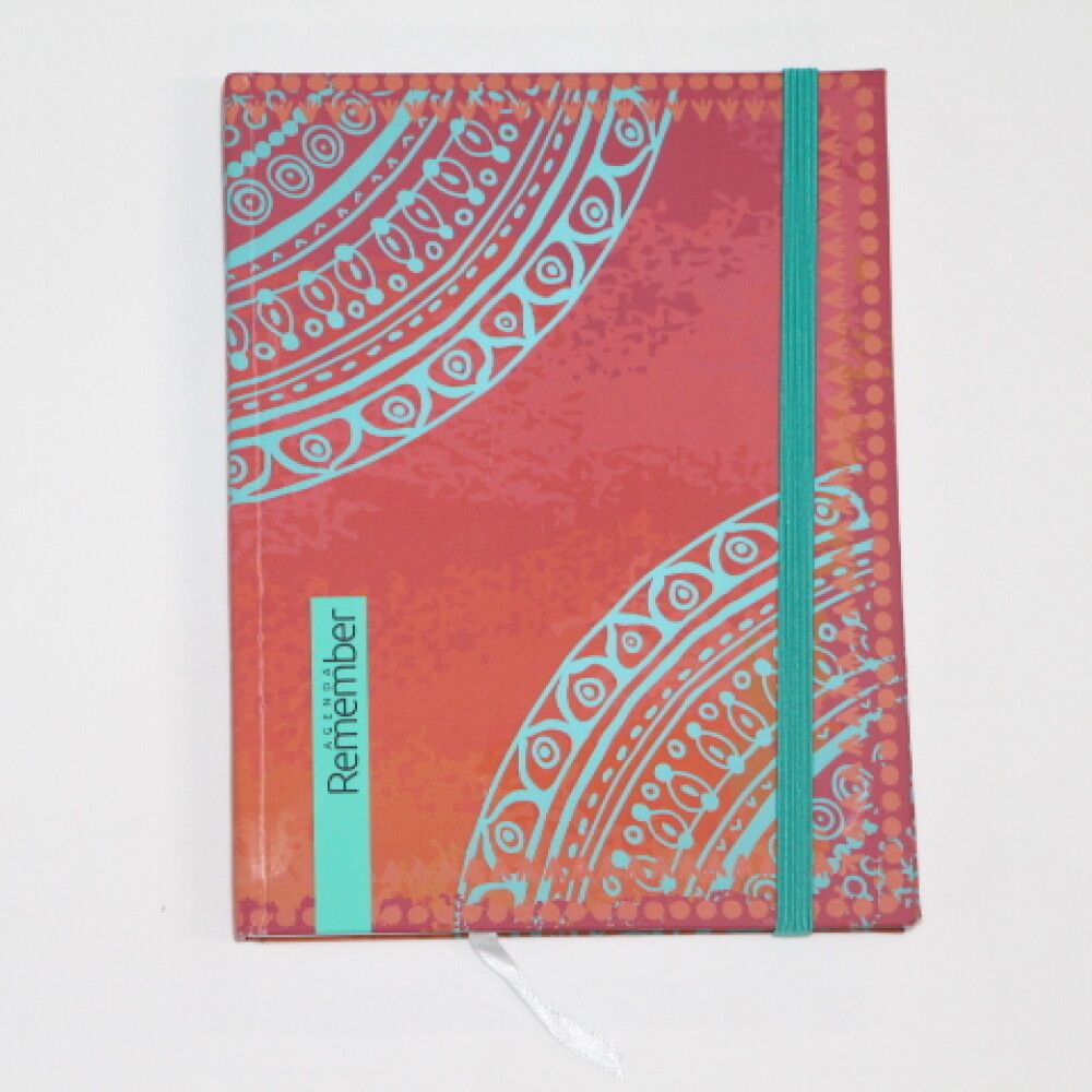 AGENDA REMEMBER SENIOR 1470 TAPA MANDALA CELESTE Y FONDO ROJO