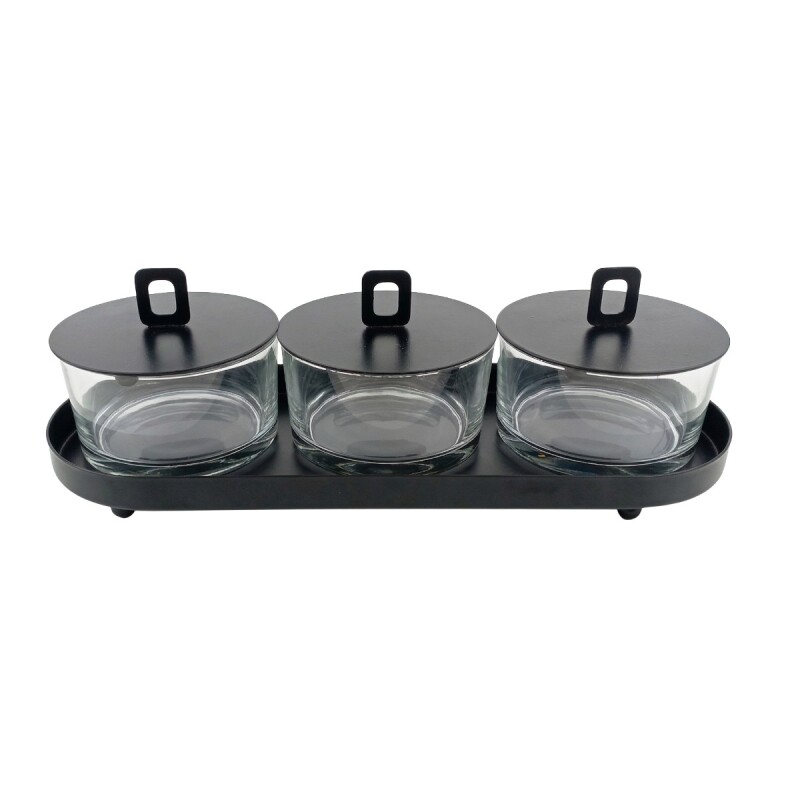SET BOWLS C/TAPA NEGRA 4PZAS Unica