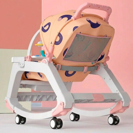 Silla 5 en 1 Bebé Mecedora Ruedas Comedor Sonido Interactivo Rosa