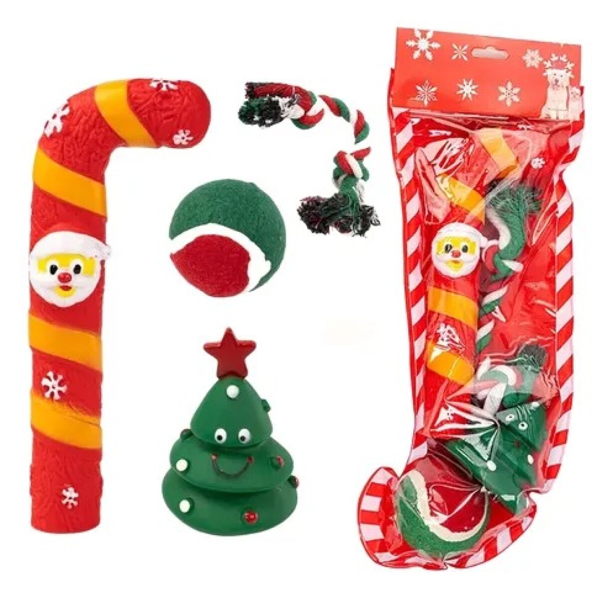 SET NAVIDAD 4 JUGUETES NAVIDEÑOS MORDEDOR PERROS 