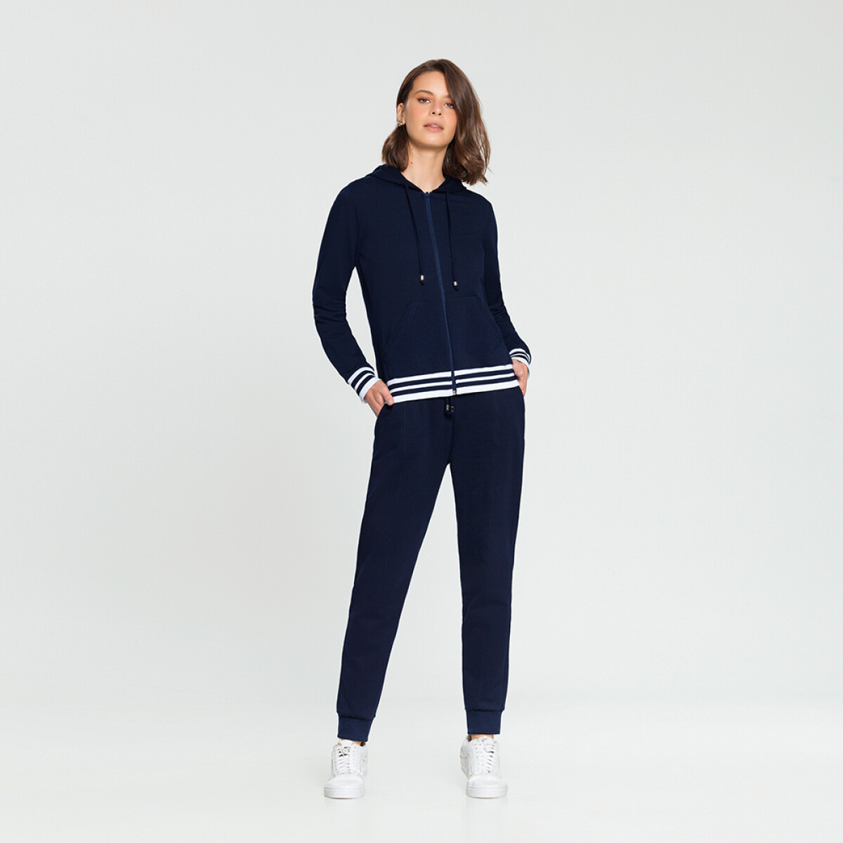 Campera Recta con Capucha - Azul 