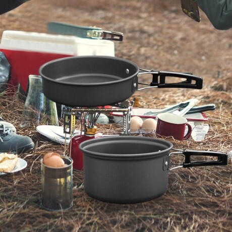 Juego de ollas para camping - 5 piezas Negro