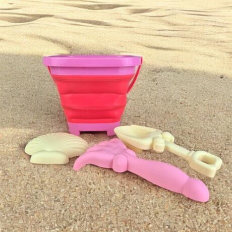Set de juego de playa balde cuadrado plebale Fucsia