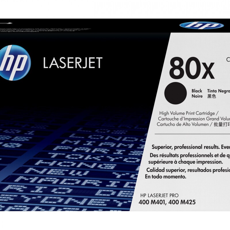 HP 80X - Alto rendimiento - negro - original - LaserJet - cartucho de tóner (CF280X) - para LaserJet Pro 400 M401, MFP M425 HP 80X - Alto rendimiento - negro - original - LaserJet - cartucho de tóner (CF280X) - para LaserJet Pro 400 M401, MFP M425