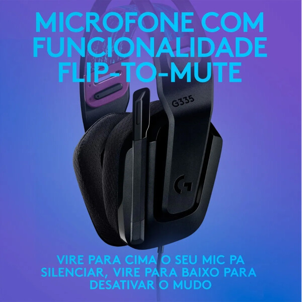 Vincha Gamer Logitech G335 3.5mm Micrófono Cable NEGRO