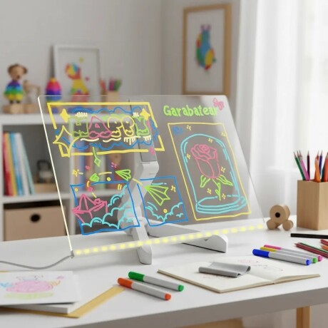 Pizarra Mágica Infantil con Luz USB Base Acrílica 30X20 cm 001