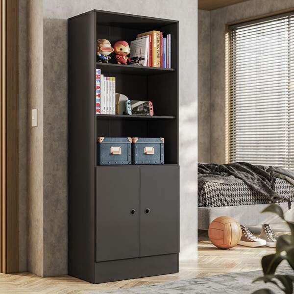 ARMARIO 2 PUERTAS 3 ESTANTES - NEGRO ARMARIO 2 PUERTAS 3 ESTANTES - NEGRO