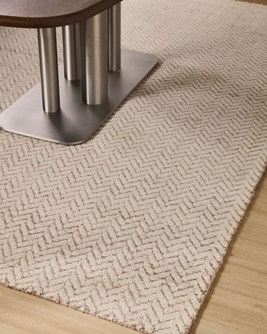 Alfombra Calira de lana jacquard trenzado beige 230 x 160 cm Alfombra Calira de lana jacquard trenzado beige 230 x 160 cm