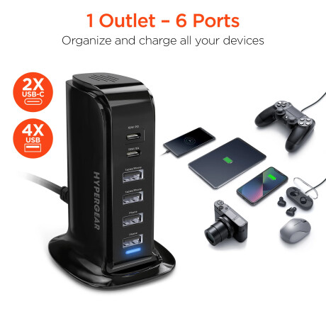 Estación de Carga Hypergear Power Tower 6 Usb 001