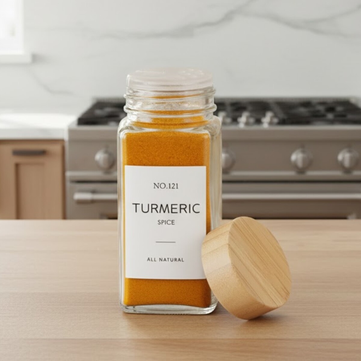 Frasco especiero con tapa madera - TRANSPARENTE 