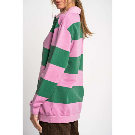 Sweater Polo Rayado Rosa