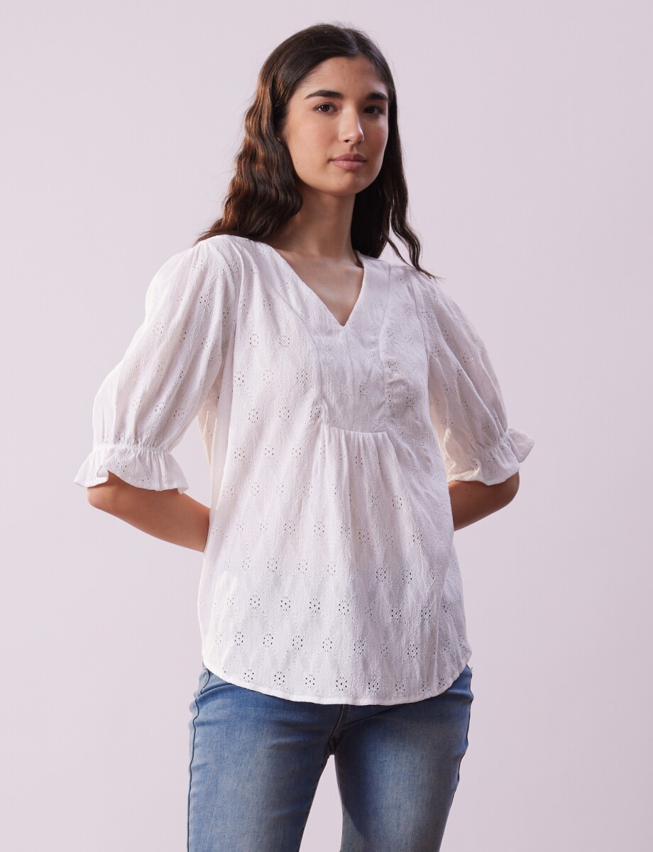 Blusa Labrada Mga Fr - Crudo 