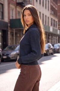 Campera Tejida Algodón Azul