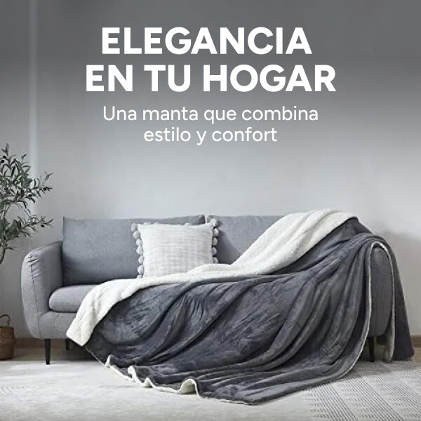 Frazada Manta Polar Con Corderito Acolchado 2 Plazas 230x200 Color Variante Gris