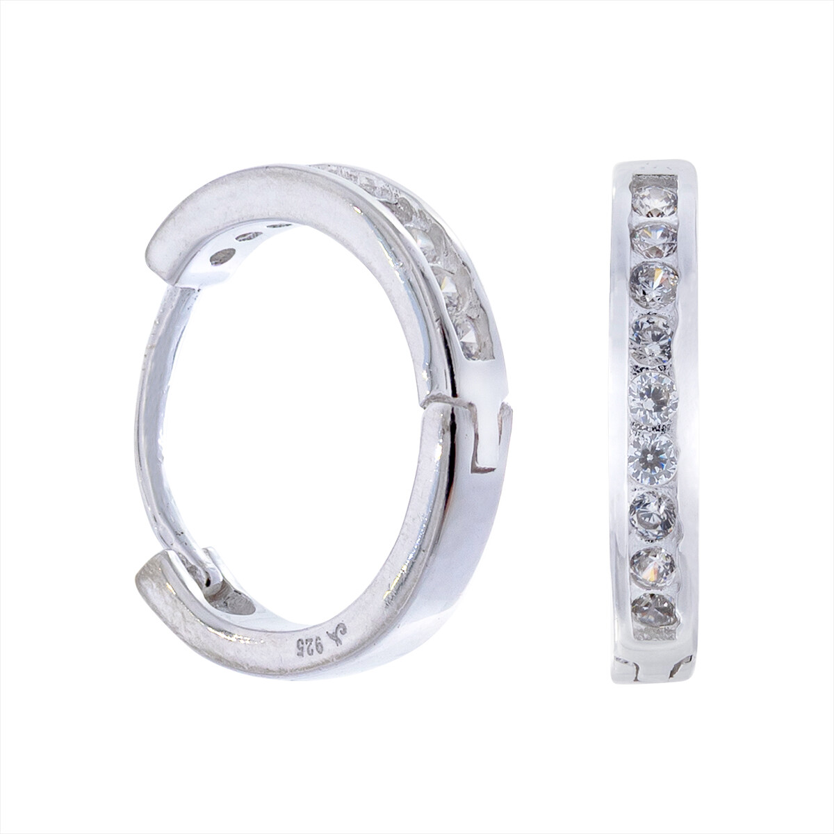 Par de aros de plata 925 con circonia. 