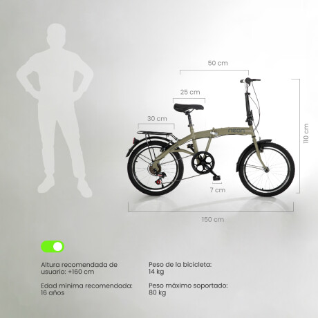 Bicicleta Plegable Rodado 20 Shimano Parrilla Olive