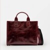 Cartera de Mano Capri En Cuero Liso Bordeaux