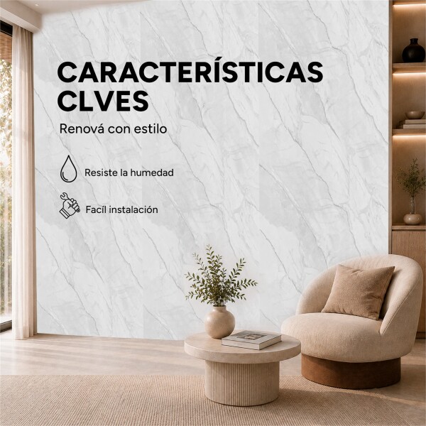 Pack x20 Placa PVC Símil Mármol 2,44x1,22m 3mm Resistente Gris Veteado 2