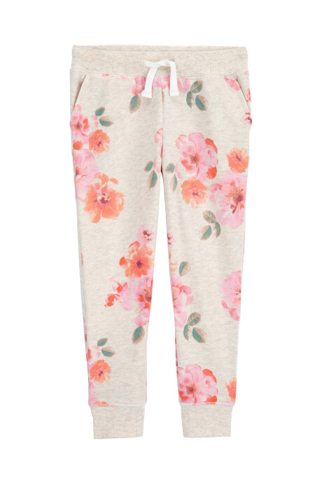 Pantalón deportivo de algodón, diseño floral. Talles 2-5T Sin color