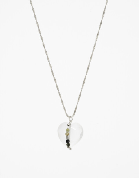 Cadena Corta con Dije Piedras Cadena De Acero Con Dije Piedra - Cristal