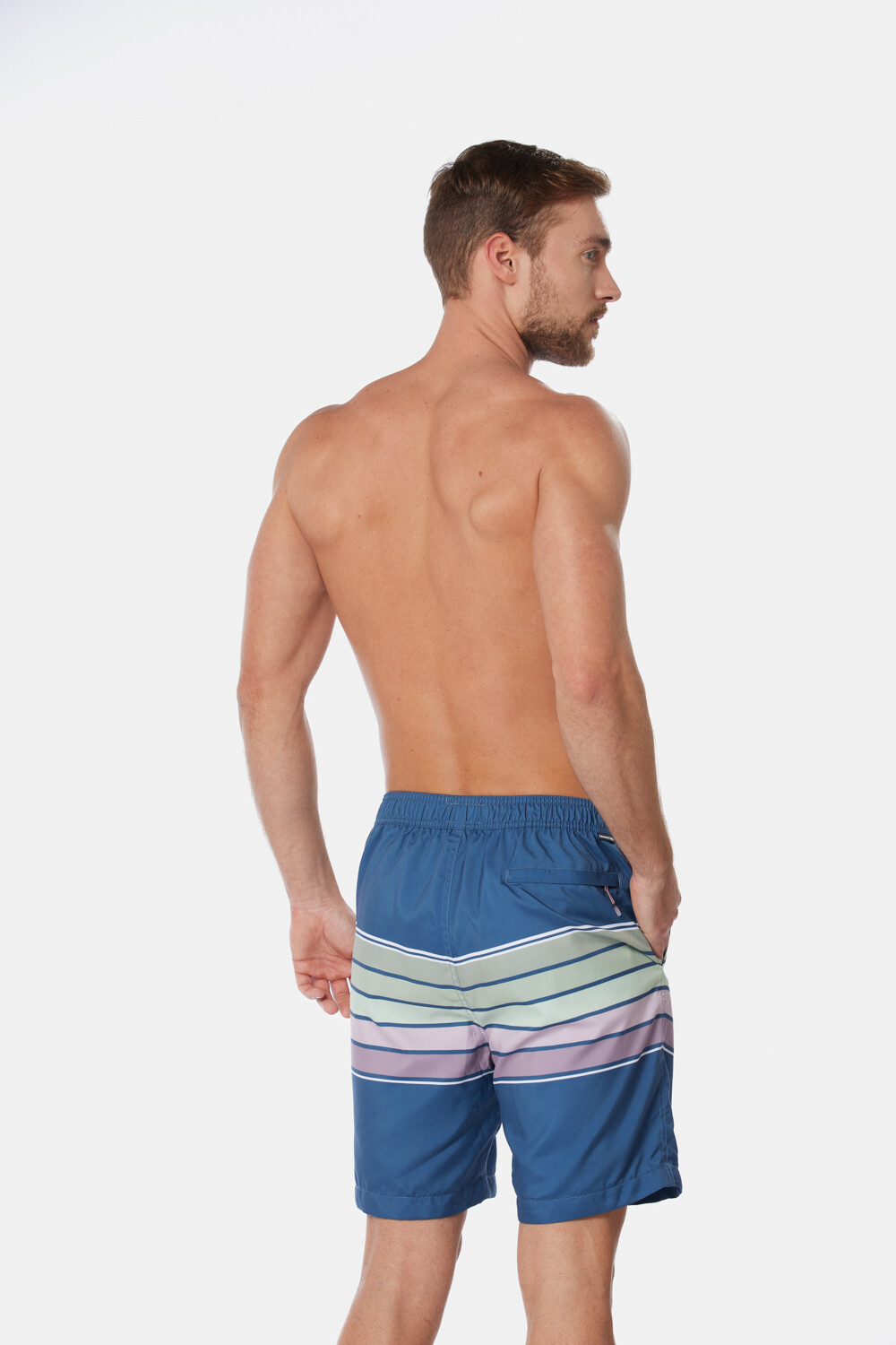 SHORT DE BAÑO RAYADO Azul