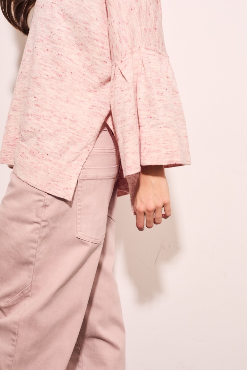 Sweater Manga Volado Rosa