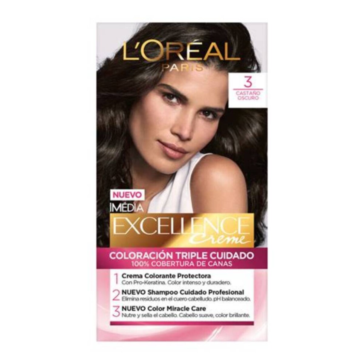 Tinta L'Oréal Paris Excellence N°3 Castaño Oscuro 