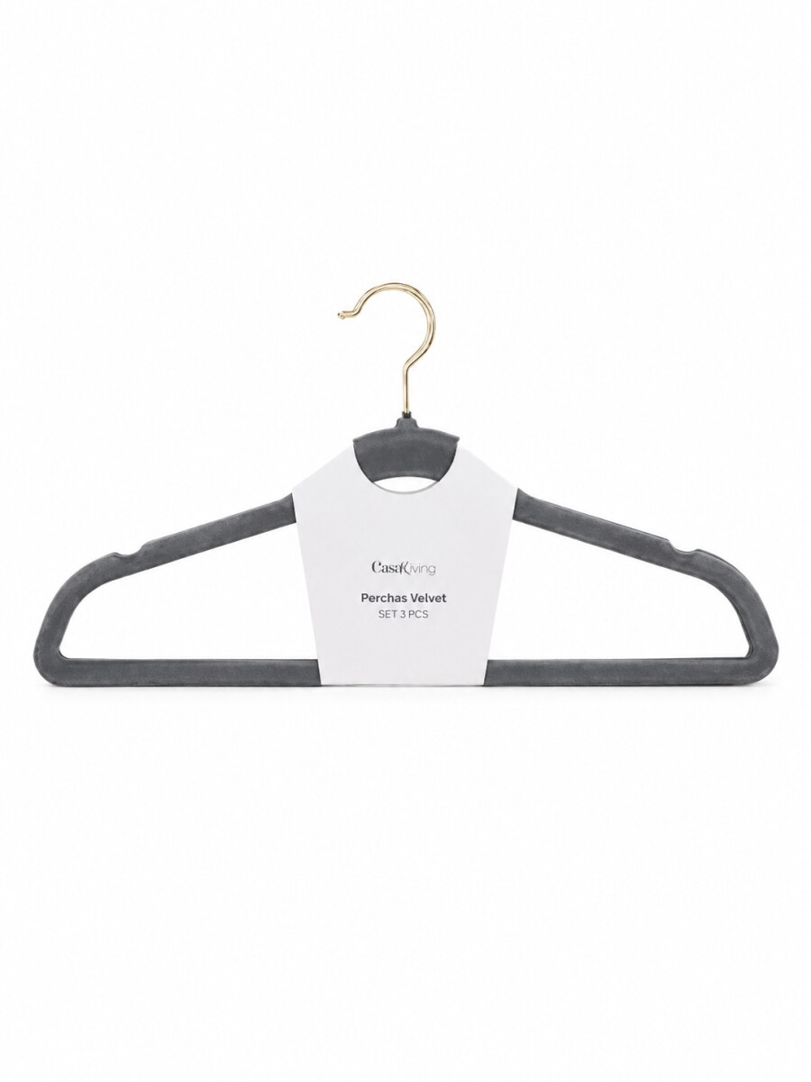 PERCHA VELVET SET X 5 - GRIS 
