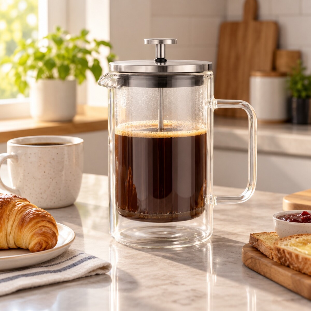 Cafetera Prensa Francesa Doble Pared 600 ml Acero Inoxidable 
