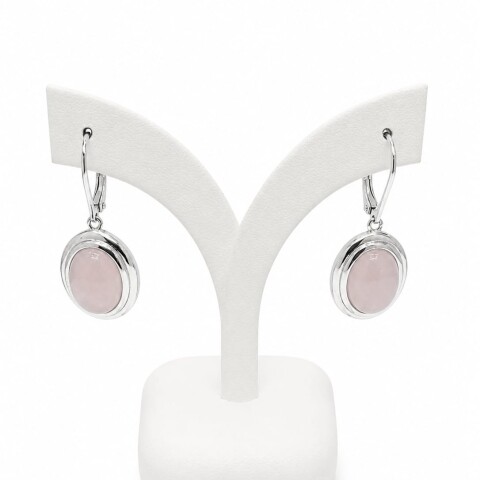 Caravanas pendientes con cuarzo rosa Caravanas pendientes con cuarzo rosa