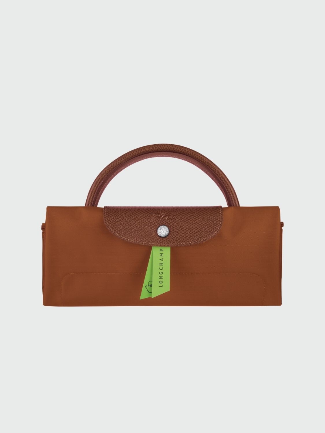 Longchamp -Bolso de viaje Longchamp plegable con cierre y asa corta, Le pliage green Marrón