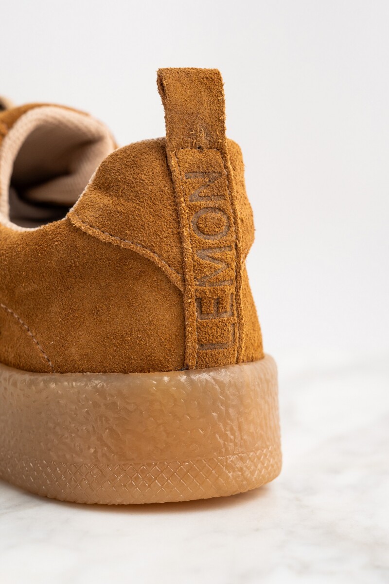 Zapatilla Gamuza Apliques Camel