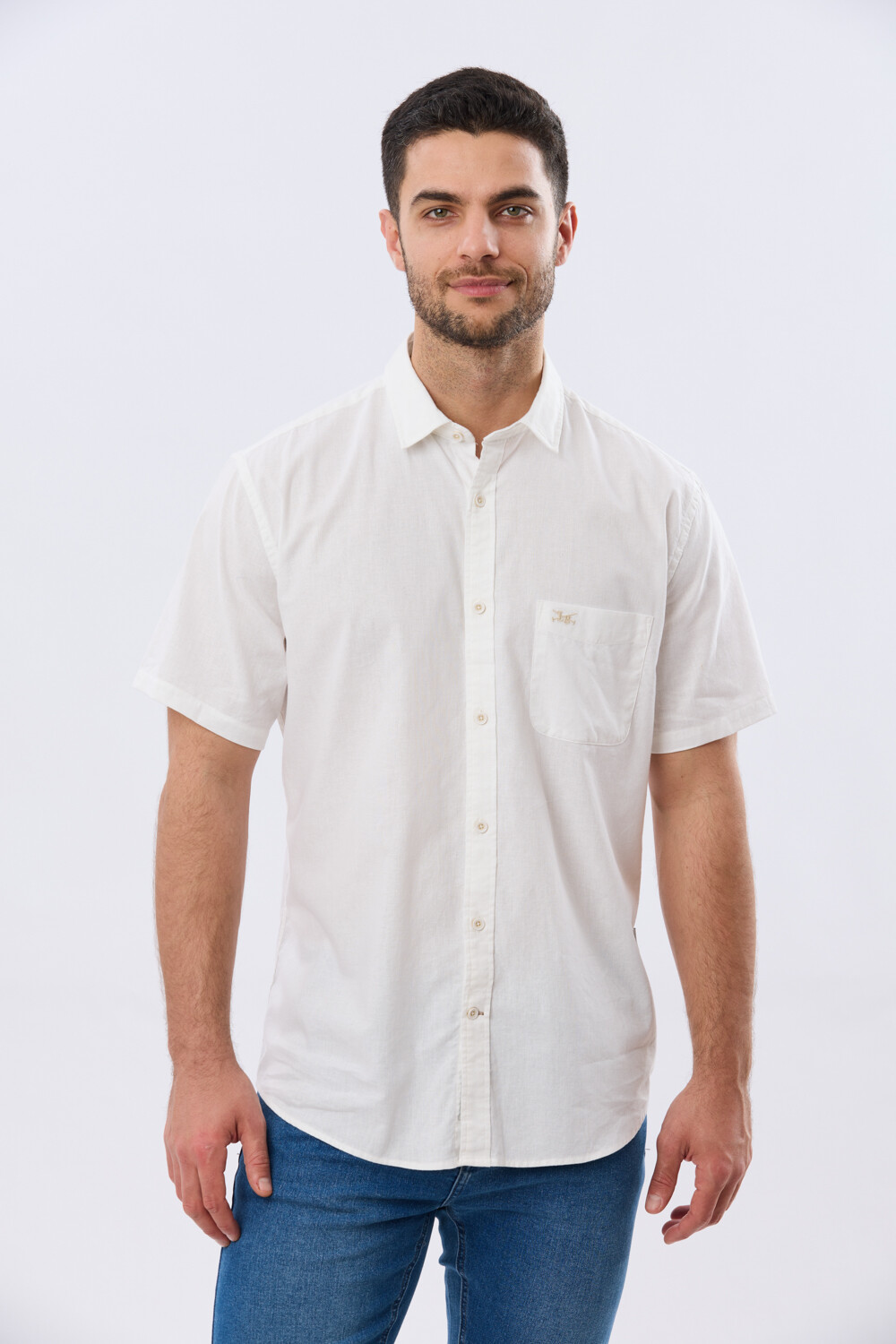 CAMISA LISA DE LINO Blanco