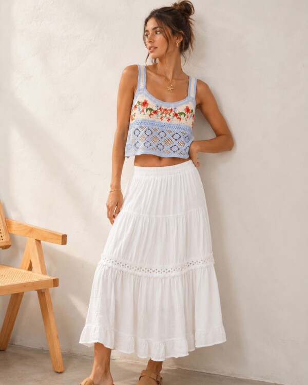 Pollera Margarita blanco