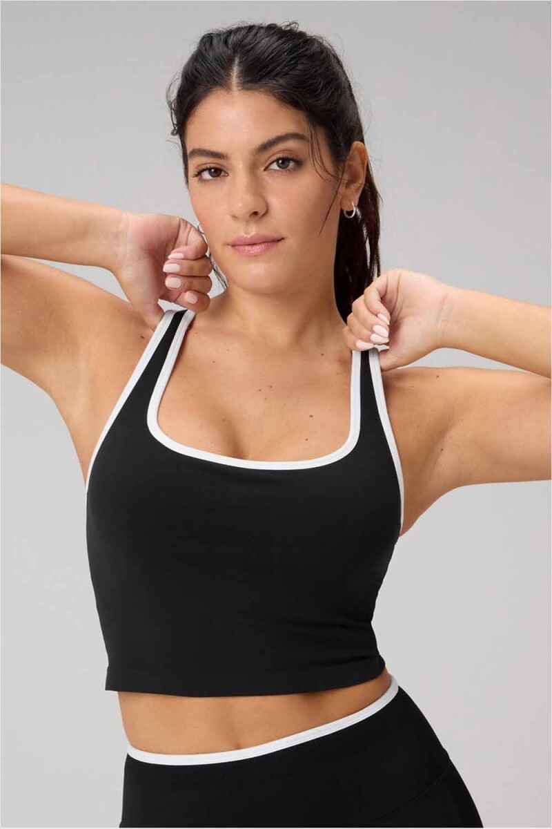 Top Seamless Built-In Bra Mujer - Black/Classic White 