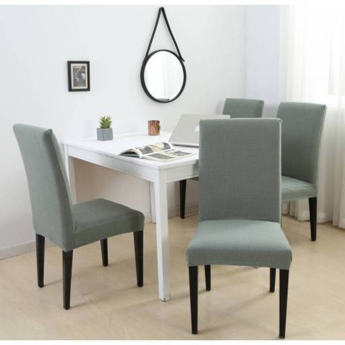 Set 6 Fundas Para Silla Cubre Asientos Elastizada Lisa - verde 
