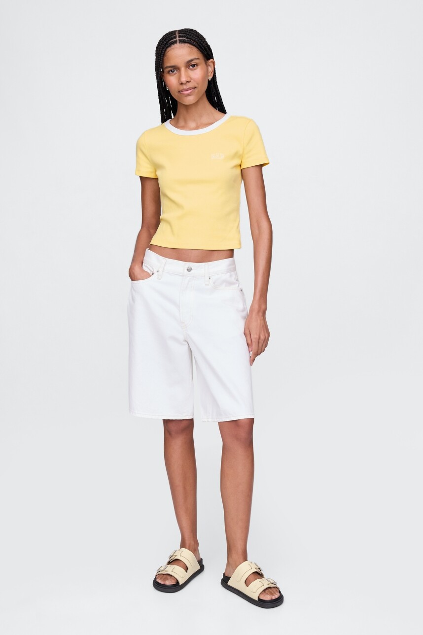 Remera Mini Logo Gap Mujer Pale Banana 12-0824Tcx