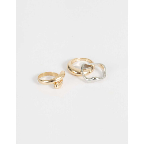 Set De Anillos Mixplating Chunky Combinacion Bicolor