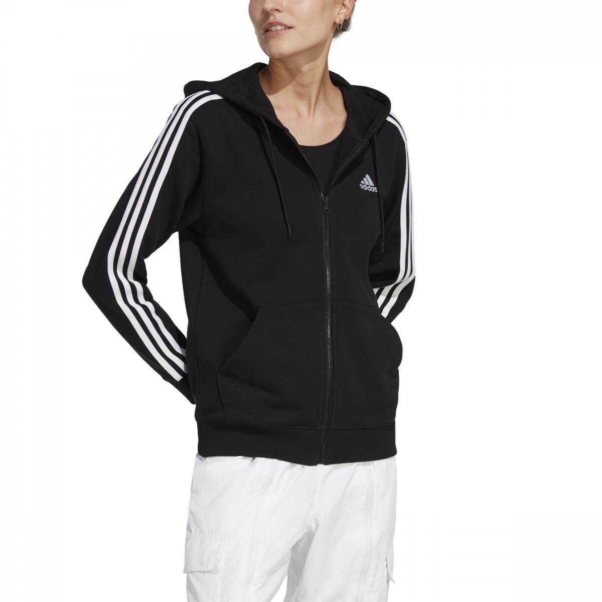 Campera de Mujer Adidas Track Zip Adidas - Negro - Blanco 