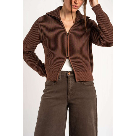 Campera Tejida Algodón Chocolate